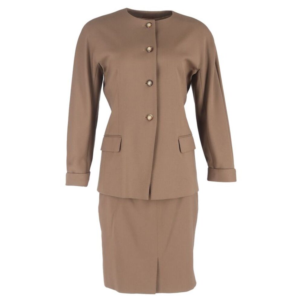 Max Mara Single-Breasted Blazer and Skirt Suit in Brown Wool